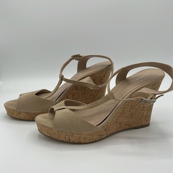 CHARLES BY CHARLES DAVID BEIGE 10M WEDGE HEELS - Picture 1 of 10